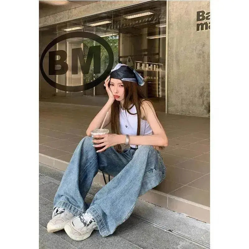 Wide leg  Baggy Cargo street Denim Jeans Pant Boyfriend jeans trouser