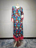 Women's Bronzing Printed Casual Dubai Arab  Robe