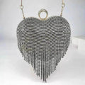 Women's Tassel Heart Shape Inlaid Diamond Handbag