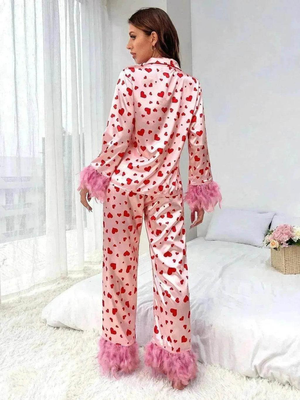Women's Valentine's Day Sweet Loving Heart Printed Casual Suit Pajamas