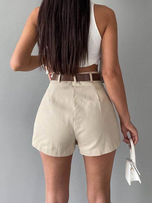 Women's Fashion Solid Color High Waist Mini Skort