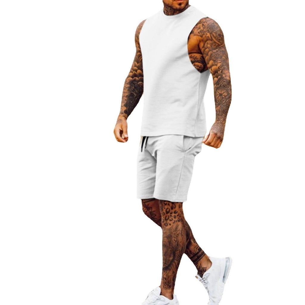 Men Summer 2pcs Sleeveless Athleisure wear Short Outfit set