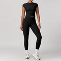 2pcs Nude feel short sleeve Workout Clothes for women Yoga Gym Clothes set