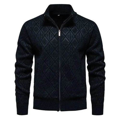 2025 Fall Winter Men Fleece-lined Thick Stand Collar Sweater Cardigan for men
