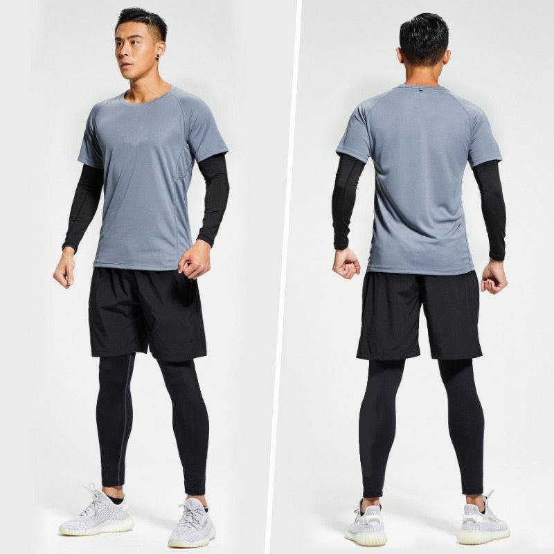 Fitness apparel - Quick Drying Workout clothes for men 4pcs Gym set wear