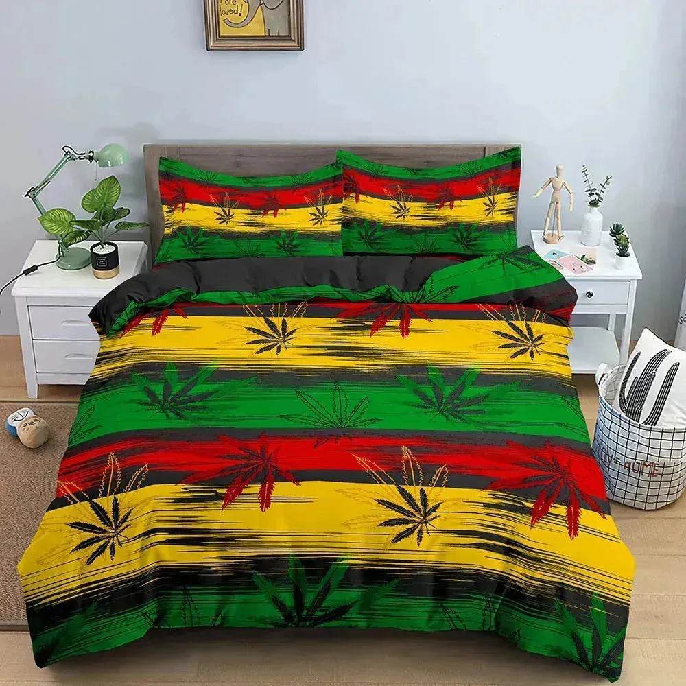 Colorful Psychedelic Weed Leaf Bedding Set