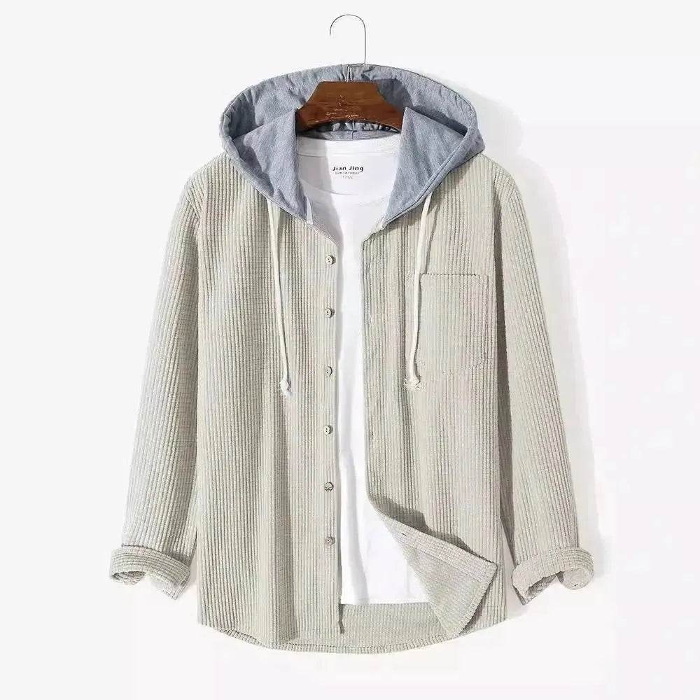 Men's Autumn And Button down Waffle Hoodie Cardigan