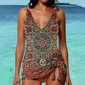 Bikini Beach Print Suspender Swimsuit Suit
