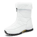 Winter Waterproof Snow Boots Women's Mid-calf Front Zipper