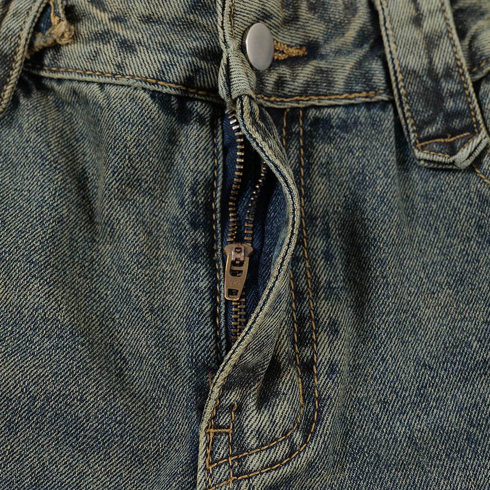 Punk Distressed Washed Denim Jeans Cargo Pant  Men
