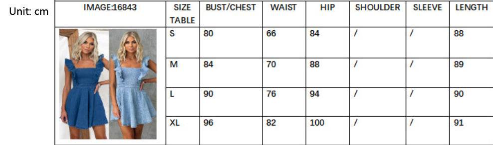 Women's Fashion Casual Denim Mini flared Dress