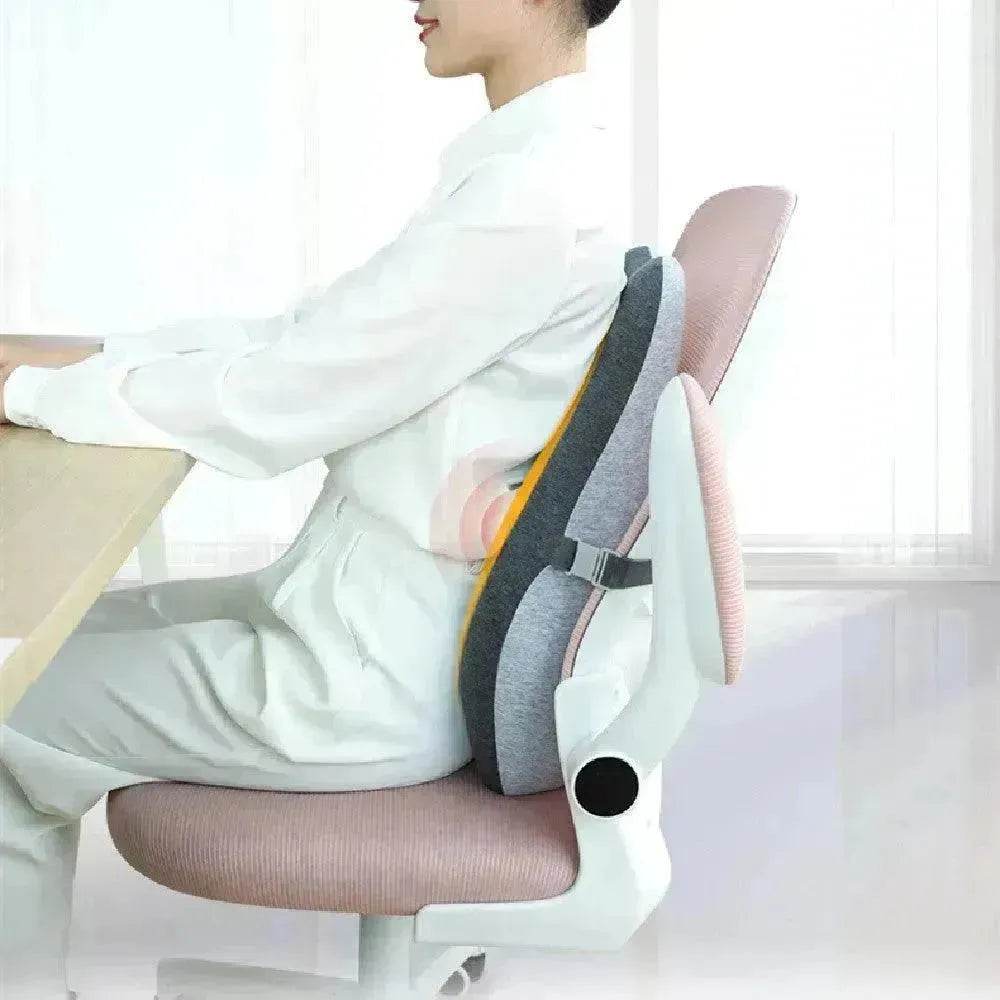 Adjustable Memory Foam Back Cushion & Waist Pillow Set – Japanese Style Lumbar Support for Office Chair & Sofa