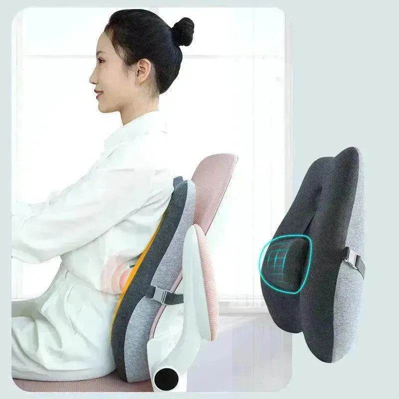 Adjustable Memory Foam Back Cushion & Waist Pillow Set – Japanese Style Lumbar Support for Office Chair & Sofa