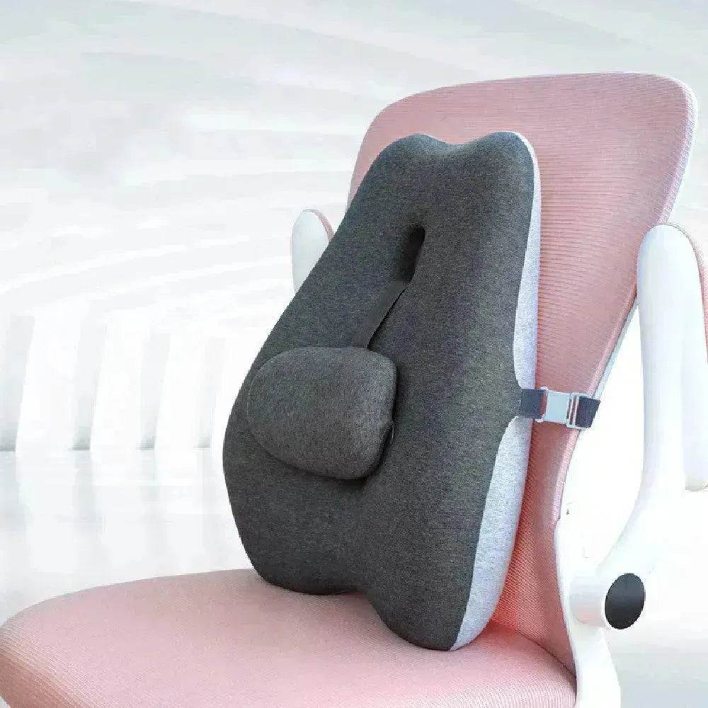 Adjustable Memory Foam Back Cushion & Waist Pillow Set – Japanese Style Lumbar Support for Office Chair & Sofa