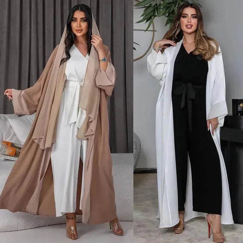Arab  Cardigan Coat Chiffon Patchwork