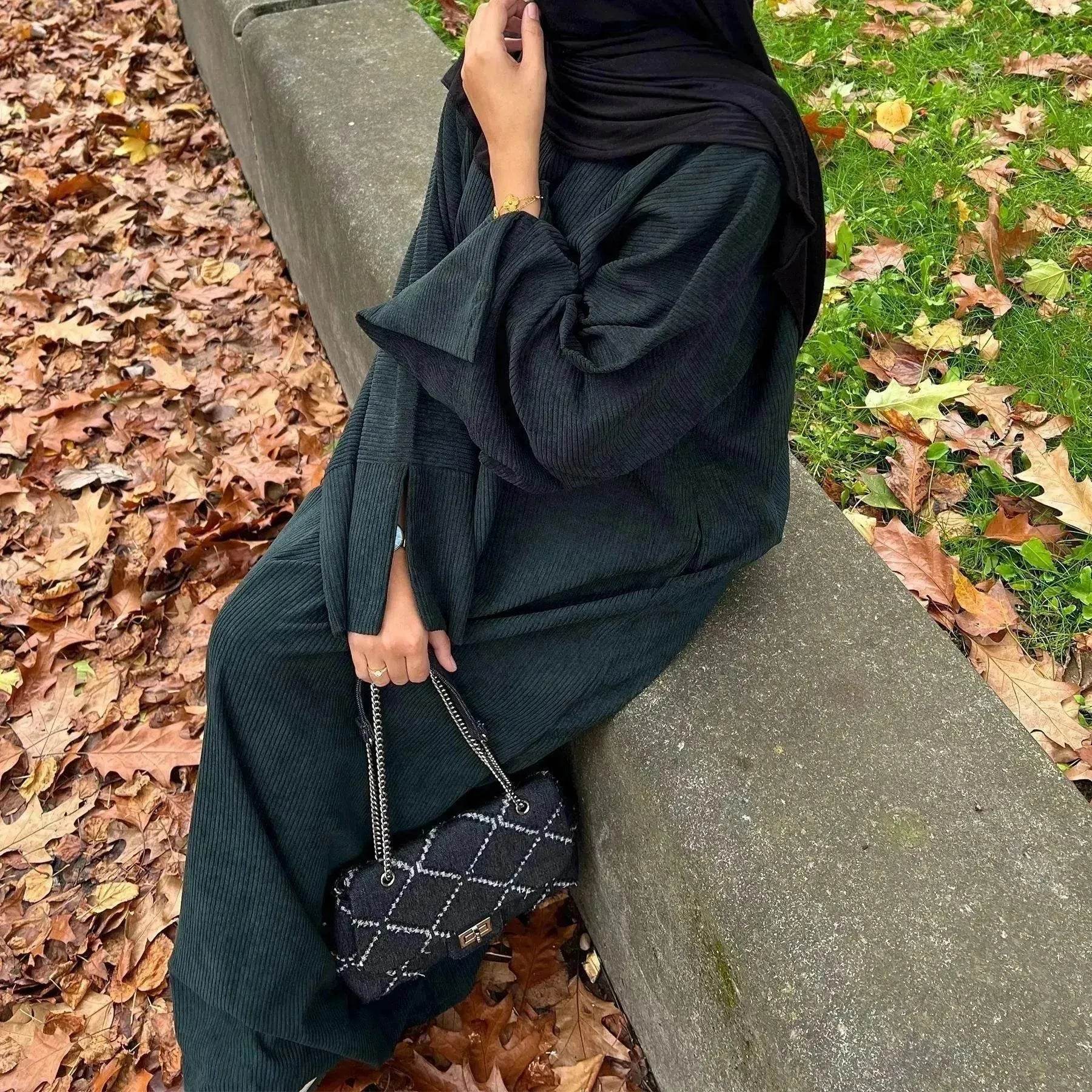 Autumn And Winter Casual Cardigan Abaya Dress for Arab Dubai Turkey Middle East Women