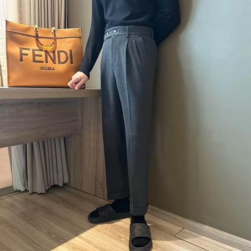 Woolen Draping Straight leg business office Work trouser for men
