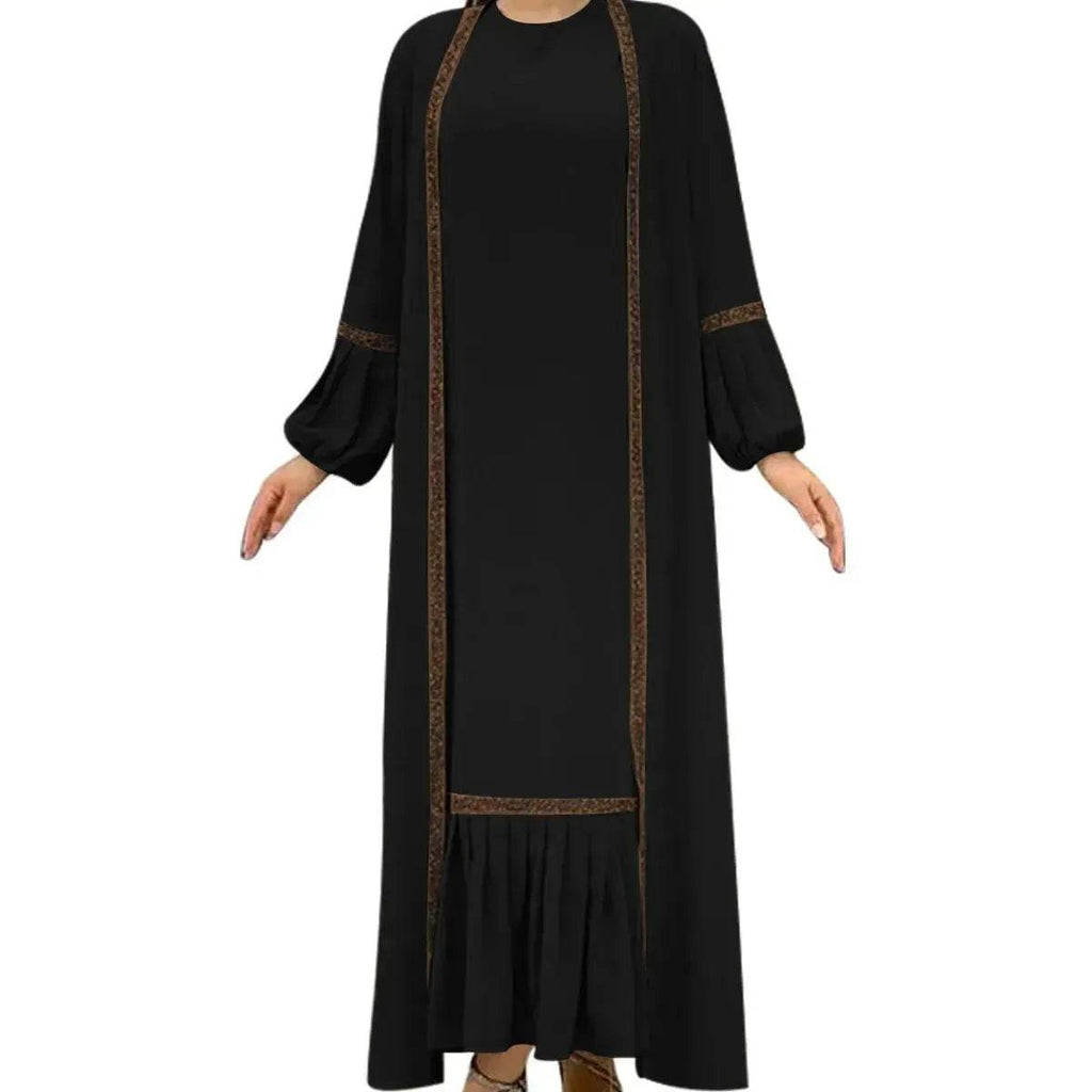 Elegant Two piece for ArabWomen Abaya Underwear dress and Kimono Abaya Open front Abaya for  Middle Easter Arab Dubai Women