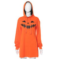 Halloween Costume Pumpkin Print Long Sleeve Hoodie Dress