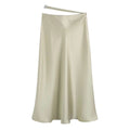 High Waisted Midi Silk Satin Skirt