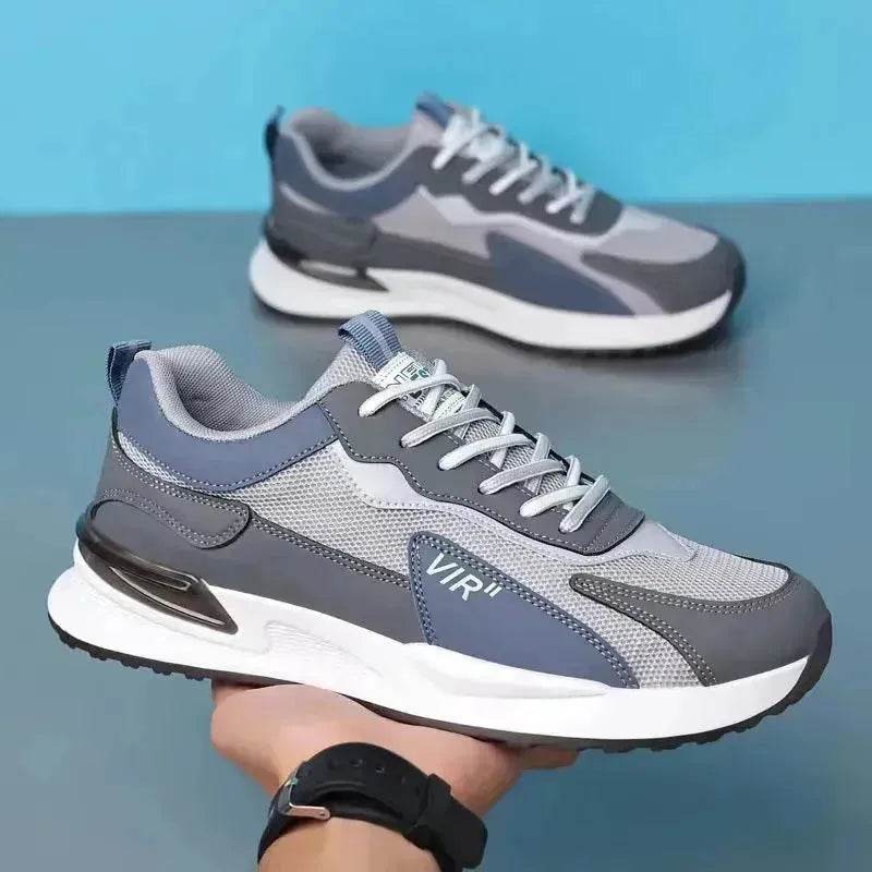 Men's Color Block Mesh Shoes Fashion Casual Lace-up Sneakers Outdoor Breathable Running Sports Shoes