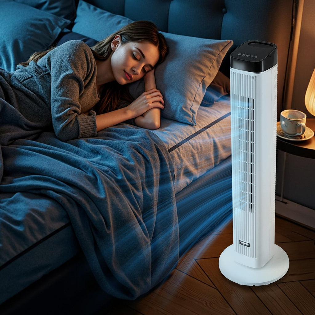Oscillating Tower Fan with Remote Control, 9-Hour Timer, High Velocity Cooling