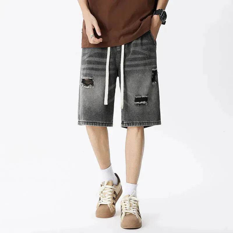 American Washed Make Old Ripped Denim Shorts Men Street Hip pop Fashion mens jean shorts