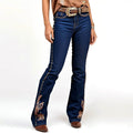Butt-Lifting Mid-Rise Bootcut Jeans - Intricate Statement Embroidery On Leg & Pockets, Perfect Vaquera Vibe