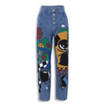 Cartoon Printed Jeans  Pants Trousers For Women