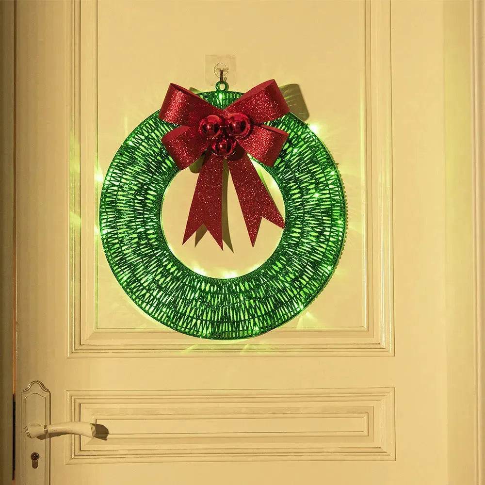 Front Door Wreath Bowknot Luminous LED Light Christmas Garland