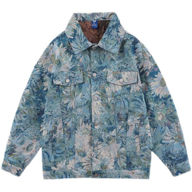 Creative fashion Unisex Floral Denim Jeans Jacket
