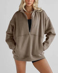 Women's Half Zipper Pocket Fashion Casual Exercise Oversized Sweatshirt Pullover