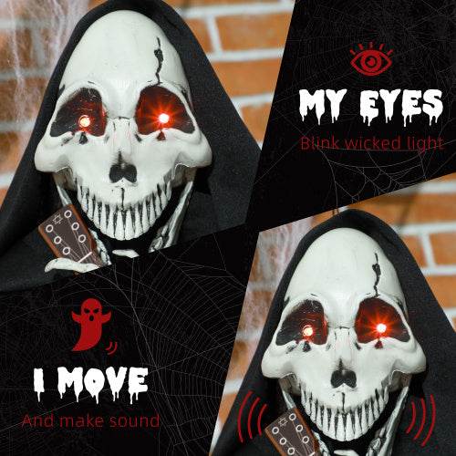 HOMCOM 4.3 Outdoor Halloween Decoration Animatronic Guitar-playing Grim Reaper, Sound And Motion Activated Animated Prop With Light Up Eyes  Guitar Music