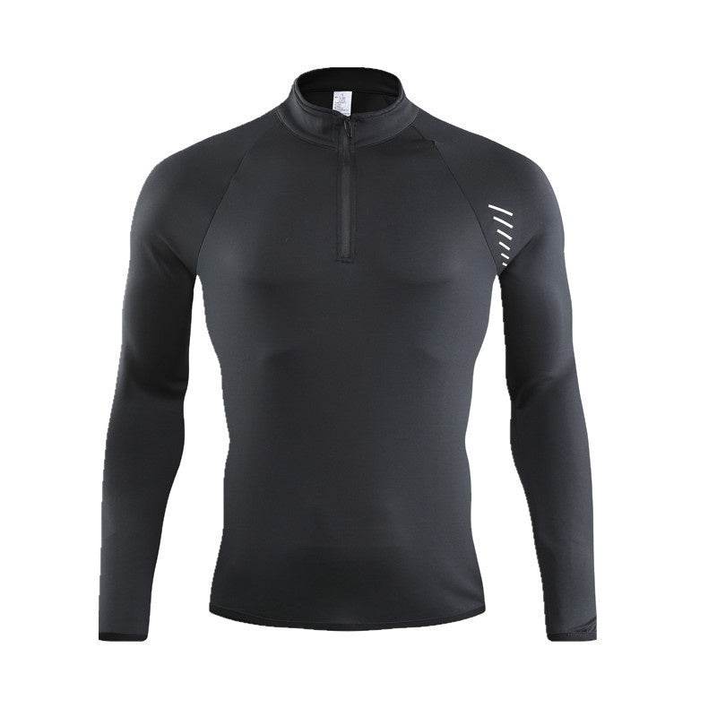 Half Zipper Long Sleeve Workout Top Outdoor Running Quick-drying Gym Shirt