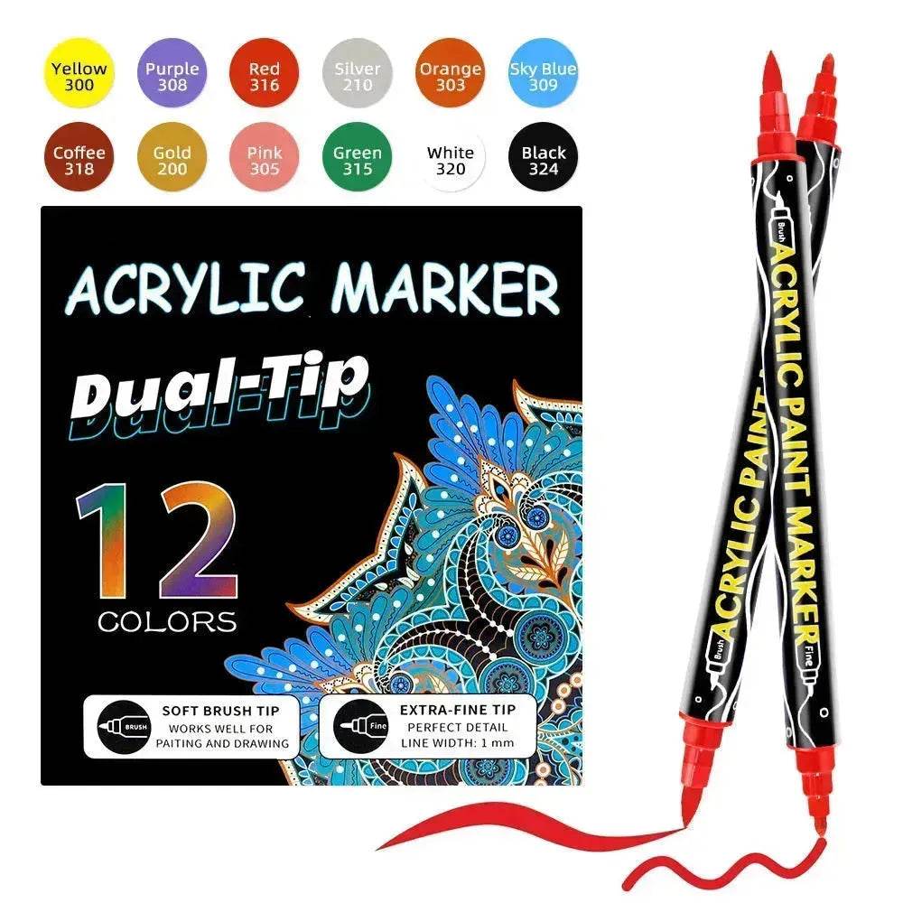 Acrylic Marker Pen Double-headed Stackable Water-based Paint Brush Paint Marker and Highlighter