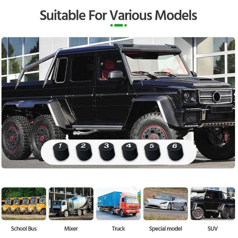 Auto Solar External Tire Pressure Monitor 6 Tire RV Trucks Car Vehicle