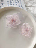 Temperament Flower Sweet Tulle Beaded Exaggerated Earrings