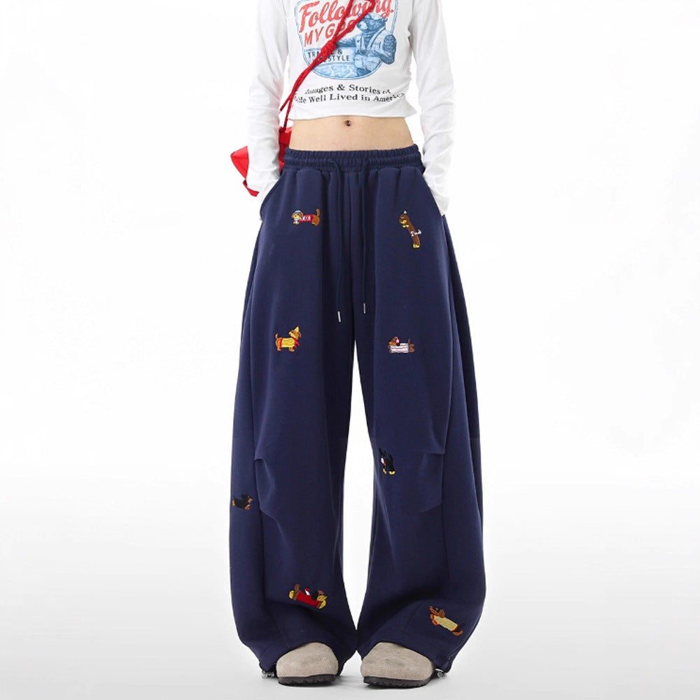 Dachshund Embroidered Sweatpants – Men's Loose Casual Joggers