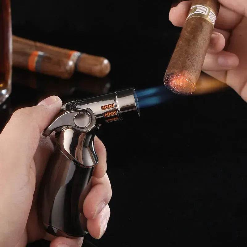Metal Windproof Blue flame Butane Torch Lighter Cigar Lighter