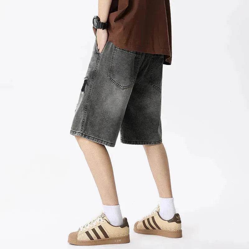 American Washed Make Old Ripped Denim Shorts Men Street Hip pop Fashion mens jean shorts
