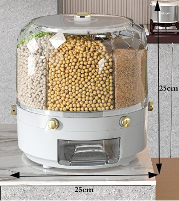 360° Rotating Rice & Grain Storage Container – Sealed Cereal Dispenser with Moisture-Proof Design