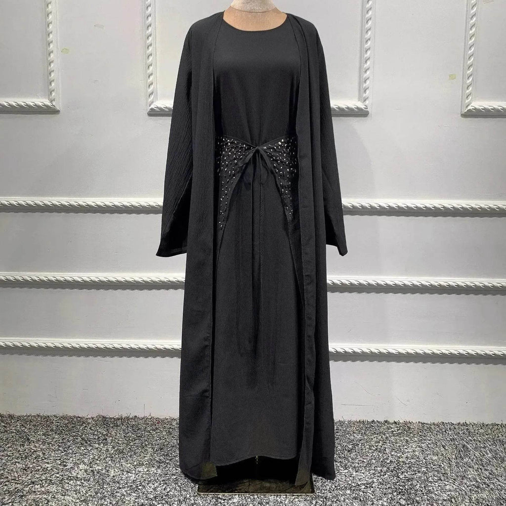 Arab3 piece set ArabDubai Abaya dress with Turban Embellished Abaya