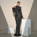 Long Sleeve Slim-fit Sequined Banquet Evening Dress