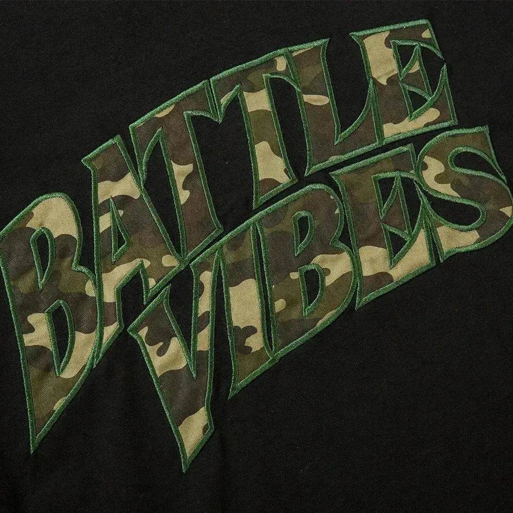 Camouflage Paste Cloth Embroidery Lettered Casual T-shirt