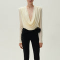 Top Fashion Swing pleated draping cowl neck blouse top