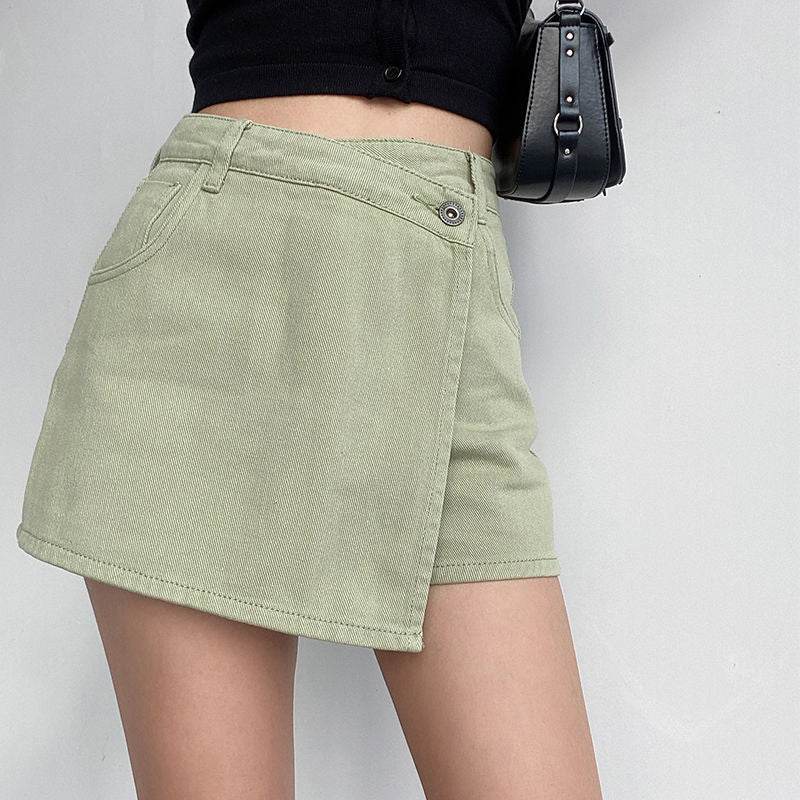 Elegant Anti-exposure Irregular Mini Denim Skirt