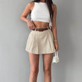 Women's Fashion Solid Color High Waist Mini Skort