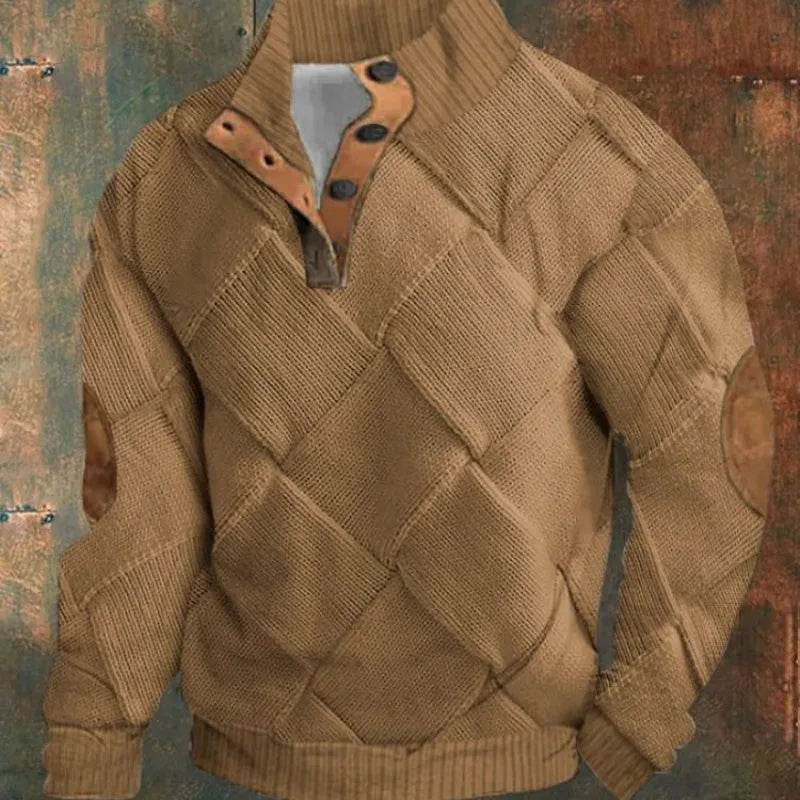 Half Button Up Sweater – Loose Fit Polyester Pullover for All Sizes