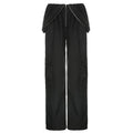Solid Color High-waisted Zipper V Loose Straight Pocket Street fashion Cargo Pants Women