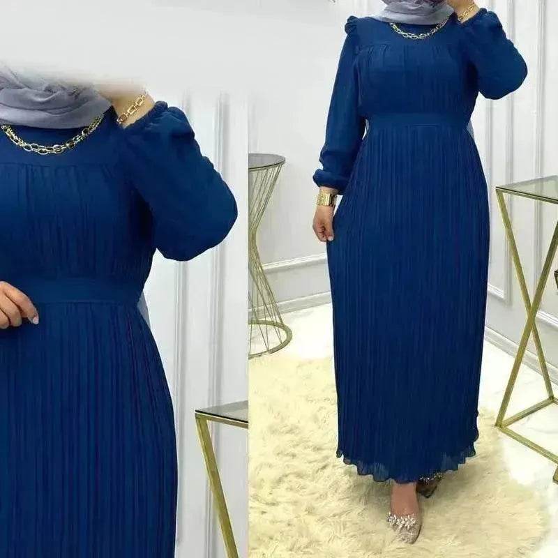 Classy Solid Color Turtleneck With Loose Abaya Dress for Arab Dubai Turkey Middle East Women